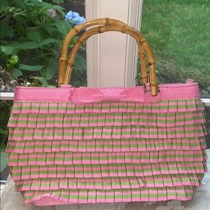 Pink and Green Ribbon Bag by Braciano